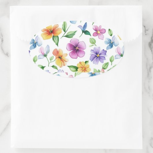 Blume Blumenmuster Sublimierung-95652 Ovaler Aufkleber (Tasche)