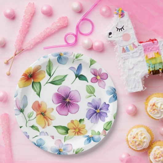 Blume Blumenmuster Sublimierung-95652 Pappteller (Party)
