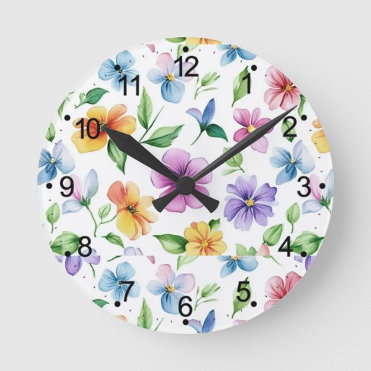 Blume Blumenmuster Sublimierung-95652 Runde Wanduhr (Vorderseite)
