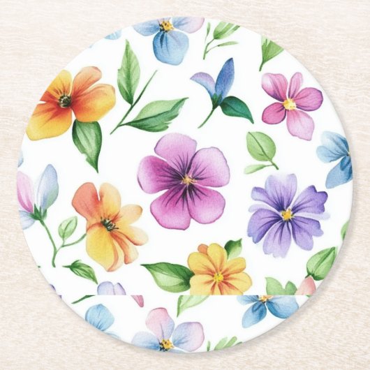 Blume Blumenmuster Sublimierung-95652 Runder Pappuntersetzer (Vorderseite)
