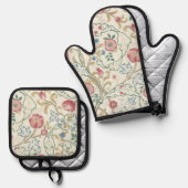 Blume, Blumenmuster, William Morris Ofenhandschuh & Topflappen-Set (Vorderseite/Rückseite)