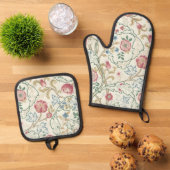 Blume, Blumenmuster, William Morris Ofenhandschuh & Topflappen-Set (Oben Unten)