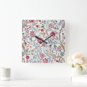 Blume, Blumenmuster, William Morris Quadratische Wanduhr (Zuhause)