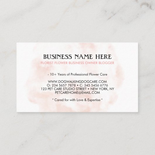 Blume Blumenrot Rosa Visitenkarte (Rückseite)