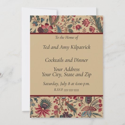 Blume Blumentapestes Needlework Art Einladung (Rückseite)