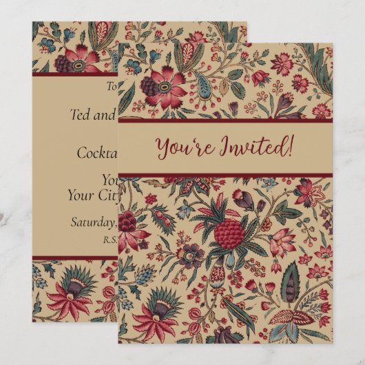 Blume Blumentapestes Needlework Art Einladung (Vorne/Hinten)