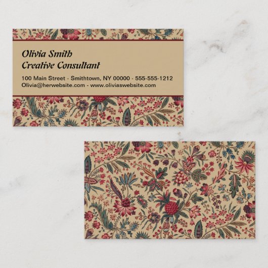 Blume Blumentapestes Needlework Art Visitenkarte (Vorne/Hinten)