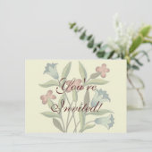 Blume Blumenwallpaper Art Nouveau Hübsch Einladung (Stehend Vorderseite)