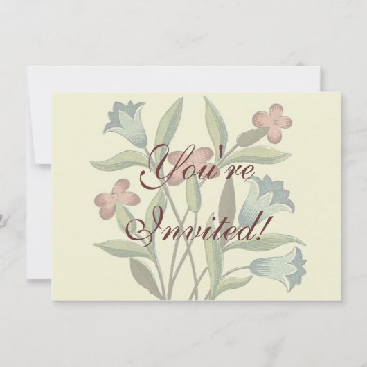 Blume Blumenwallpaper Art Nouveau Hübsch Einladung (Vorderseite)