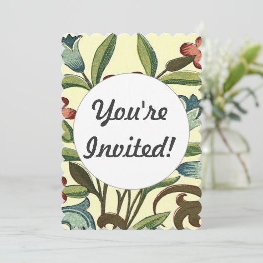 Blume Blumenwallpaper Art Nouveau Hübsch Einladung (Stehend Vorderseite)