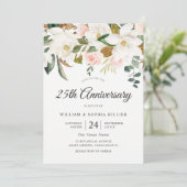 Blume Blush & White 25. Hochzeitstag Einladung (Stehend Vorderseite)