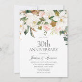 Blume Blush & White zum 30. Hochzeitstag Einladung (Vorderseite)
