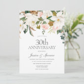 Blume Blush & White zum 30. Hochzeitstag Einladung (Stehend Vorderseite)