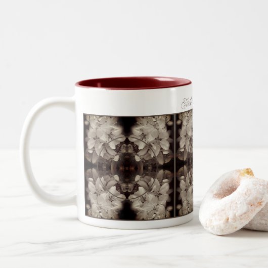 Blume Blüten Abstrakt Foto hinzufügen Zweifarbige Tasse (Mit Donut)