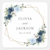 Blume, Blüten, Boho, Blumenzehen Quadratischer Aufkleber (Vorderseite)