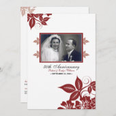 Blume Blüten Jahrestag Party Einladung (rot) (Vorne/Hinten)