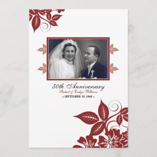 Blume Blüten Jahrestag Party Einladung (rot)