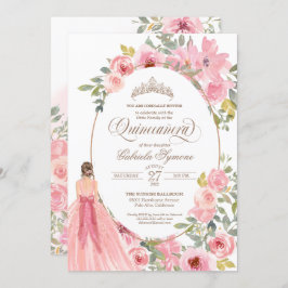 Blume Blütenfarbe Rosa Bläschen Quinceanera Einladung