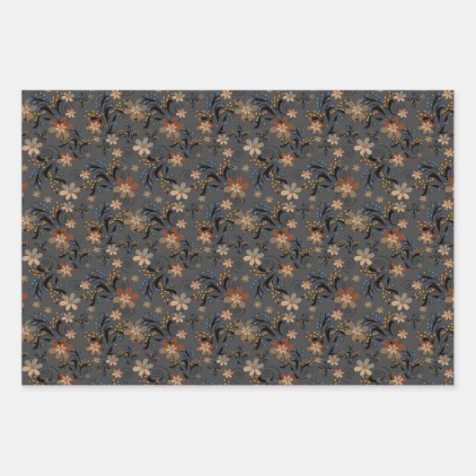 Blume Blütengraue rosa violette Blütenblätter Geschenkpapier Set (Vorderseite 3)