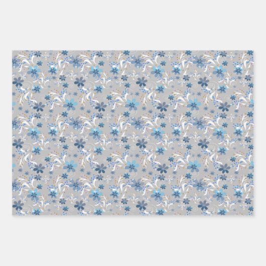 Blume Blütengraue rosa violette Blütenblätter Geschenkpapier Set (Vorderseite 2)