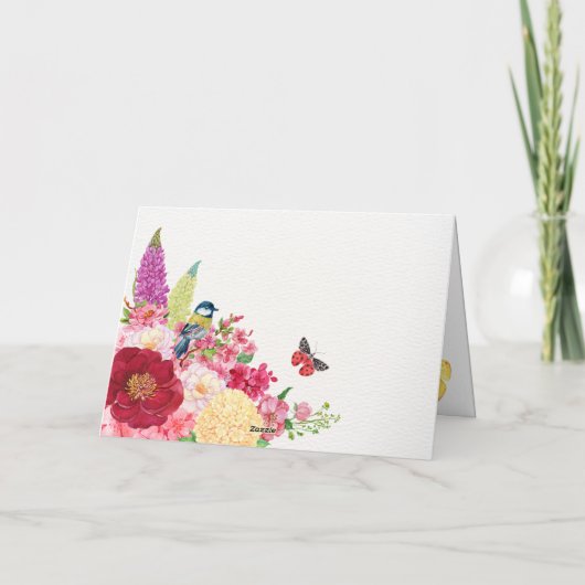 Blume Blütenschmetterling Karte (Rückseite)