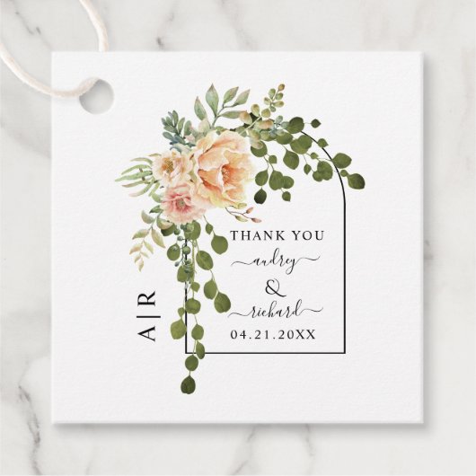 Blume-Bogen und Hochzeit Geschenkanhänger (Vorderseite)