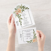 Blume, Bogenhochzeit und Monogramm All In One Einladung (Abreißen)