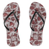 Blume Bohemisch Chic Floral Boho Red Gray Monogre Badesandalen (Fußbett)
