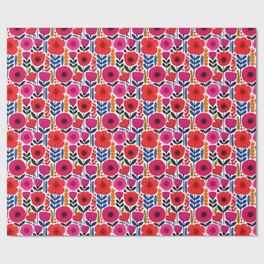 Blume BOHO Chic Blumenmuster Geschenkpapier (Flach)