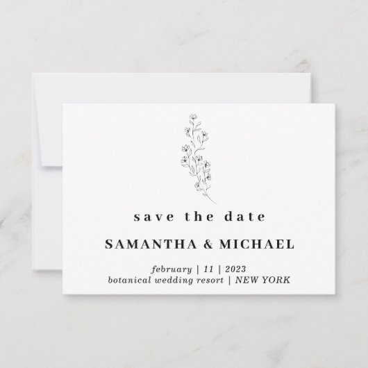 Blume Boho Clear Indie Save the Date Hochzeit Einladung (Vorderseite)