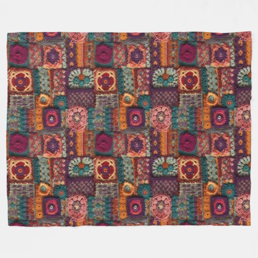 Blume Boho Crochet Fleecedecke (Vorderseite (Horizontal))