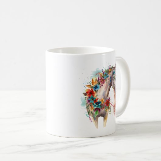 Blume Boho Horse Pastel Kaffeetasse (VorderseiteRechts)