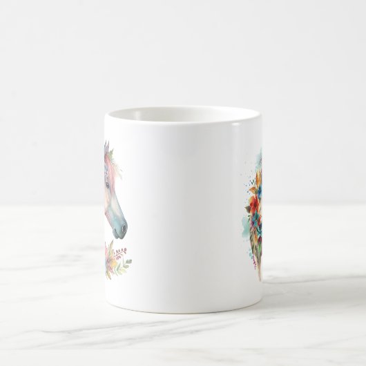 Blume Boho Horse Pastel Kaffeetasse (Mittel)