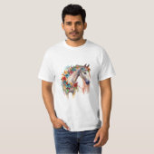 Blume Boho Horse Pastel T-Shirt (Vorne ganz)