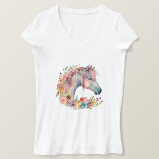 Blume Boho Horse Pastel T-Shirt (Design vorne)