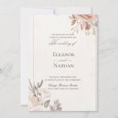 Blume Boho Lila Hochzeit Einladung (Vorderseite)