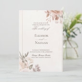 Blume Boho Lila Hochzeit Einladung (Stehend Vorderseite)