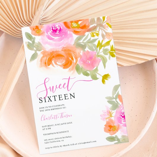 Blume Boho pastellfarbene Blütenfarbe Süß 16 Einladung