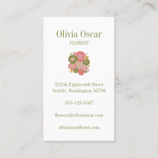 Blume Boho Pink Illustration Visitenkarte (Rückseite)