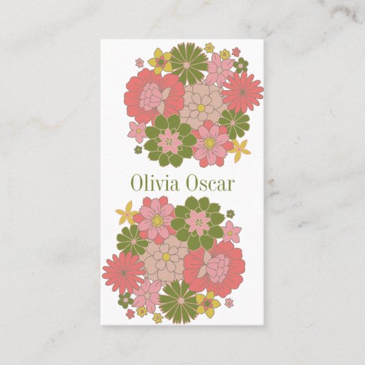 Blume Boho Pink Illustration Visitenkarte (Vorderseite)