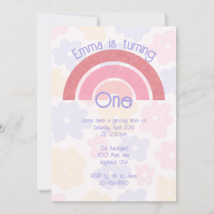 Blume Boho Rainbow Geburtstagseinladung Einladung