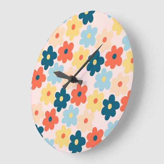 Blume Boho Retro Große Wanduhr (Winkel)