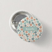 Blume Boho Retro Pastellfarben Button (Vorne & Hinten)