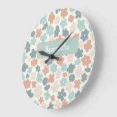 Blume Boho Retro Pastellfarben Große Wanduhr (Winkel)