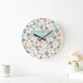 Blume Boho Retro Pastellfarben Große Wanduhr (Zuhause)