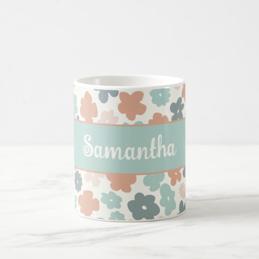 Blume Boho Retro Pastellfarben Kaffeetasse (Mittel)