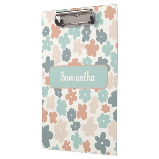 Blume Boho Retro Pastellfarben Klemmbrett (Links)