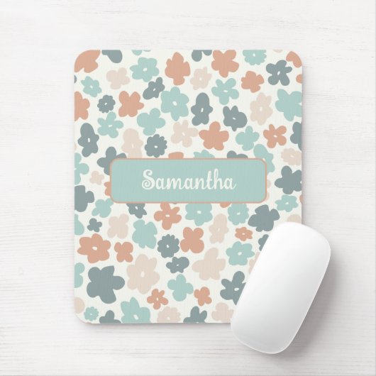 Blume Boho Retro Pastellfarben Mousepad (Mit Mouse)