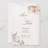 Blume Boho Save the Date lila Einladung (Vorderseite)