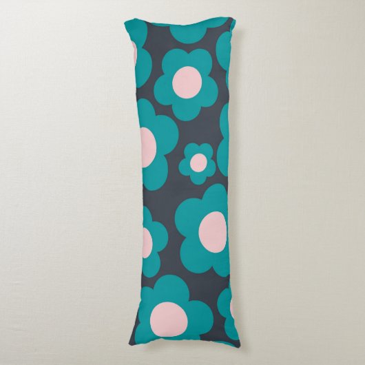 Blume Boho Style Blau und Rosa Seitenschläferkissen (Vorderseite Vertikal)